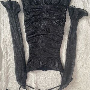 Elegant Black Glitter Evening Dress